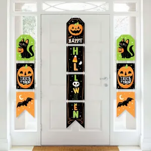 Jack-O'-Lantern Halloween - Hanging Vertical Paper Door Banners - Kids Halloween Party Wall Decoration Kit - Indoor Door Decor