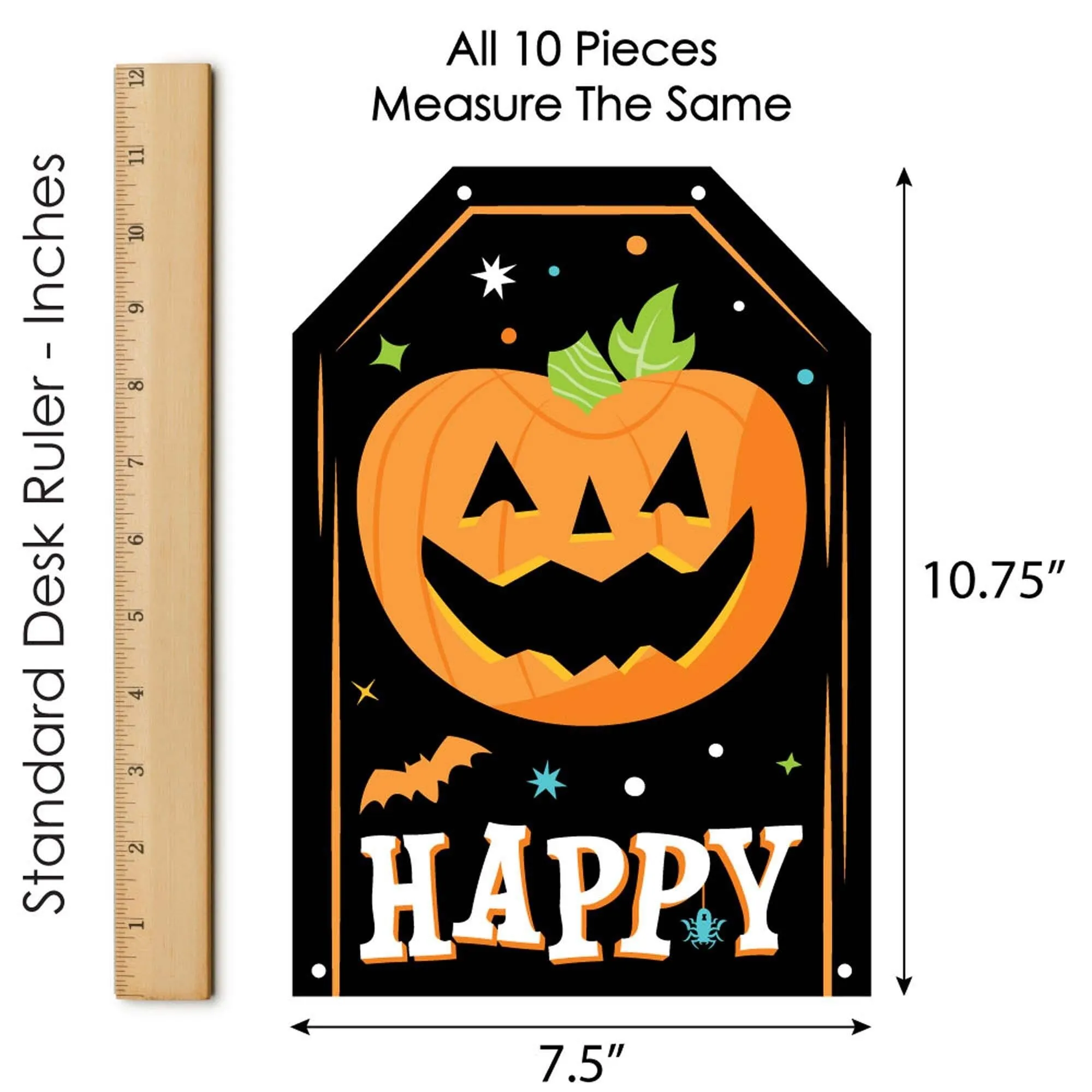 Jack-O'-Lantern Halloween - Hanging Vertical Paper Door Banners - Kids Halloween Party Wall Decoration Kit - Indoor Door Decor