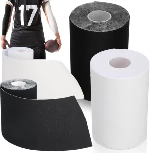 Jenaai 2 Roll Football Turf Tape Extra Wide Athletic Waterproof Ultra Sticky Sport Turf Tape Bandage for Arm Football Kinetic Athletic Sport Protects from Burn(Black and White)