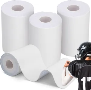 Jenaai 4 Pcs Football Turf Tape Sports Tape Extra Wide Athletic Turf Tape Waterproof Flexible for Arms Sticky Tape for Athlete and Sport Trainers Accessories, 5.5 Yards Each Roll(White)