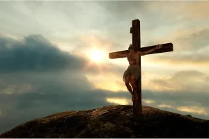 Jesus Christ Cross Backdrop Cross on The Mountain Sunrise Sunset Sky Photography Background Sepulcher Lord Pray Christian Belief Backdrop Church Event Easter Crucifixion Party Decors 7x5ft