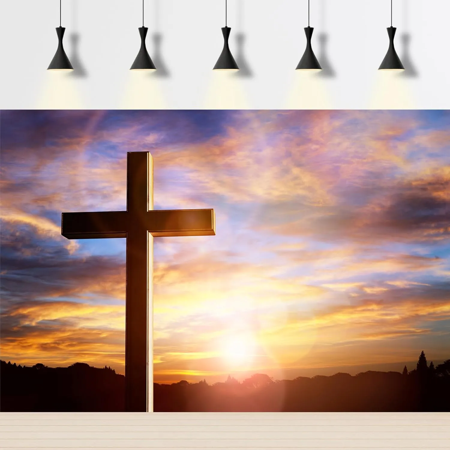 Jesus Christ Cross Backdrop Crosses On Mountain Sunrise Sunset Photography Background Crucifixion Church Event Background Sepulcher Lord Pray Christian Backdrop Easter Religious Belief Props 7x5ft
