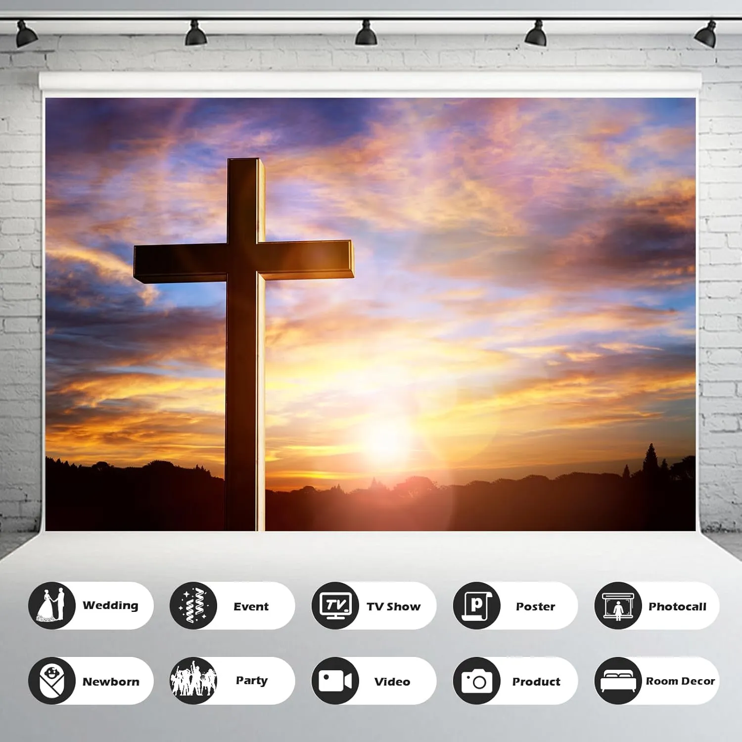 Jesus Christ Cross Backdrop Crosses On Mountain Sunrise Sunset Photography Background Crucifixion Church Event Background Sepulcher Lord Pray Christian Backdrop Easter Religious Belief Props 7x5ft