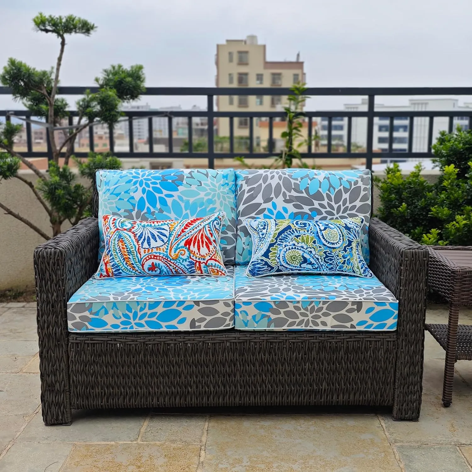 JMGBird Set of 2 Outdoor Cushion Tufted Pillow, Deep Seat Outdoor Chair Cushion 22"x22" Patio Cushions for Outdoor Furniture