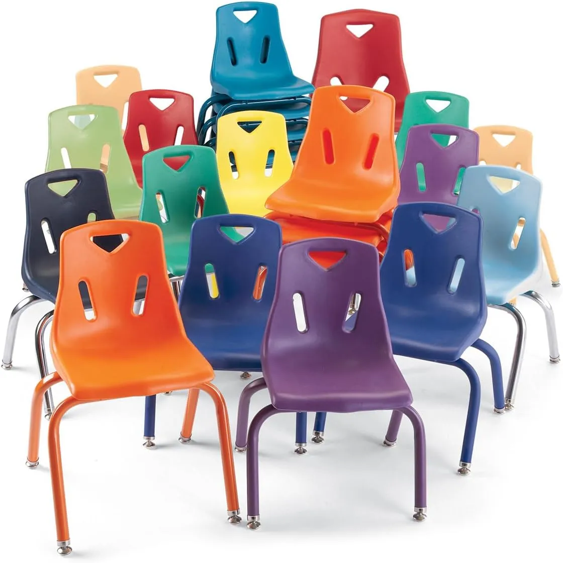 Jonti-Craft Berries 8148JC1008 Stacking Chair with Chrome-Plated Legs, 18" Height, Red
