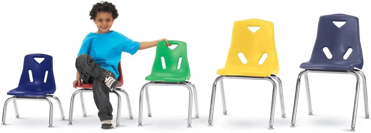 Jonti-Craft Berries 8148JC1008 Stacking Chair with Chrome-Plated Legs, 18" Height, Red