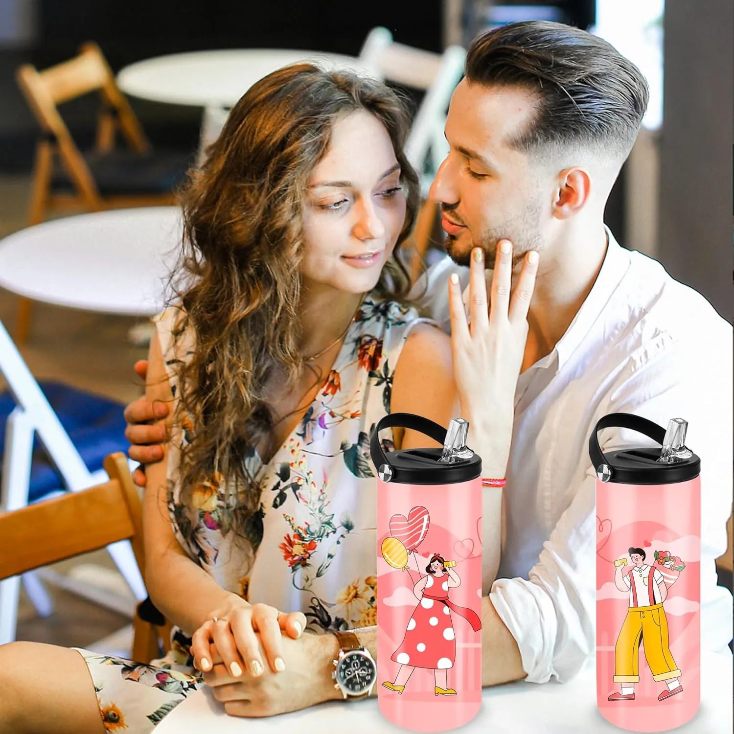 Joyclub 12 Pack Sublimation Water Bottle Blanks Bulk 20 oz Sublimation Tumblers with Handle Lids and Straws Skinny Straight Stainless Steel Cups DIY Gift