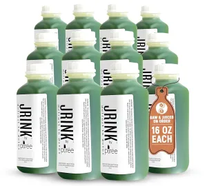 JRINK by Purée Cucumber Juice -Freshly Juiced-on-Demand, Cold Pressed Juices of 100% Organic raw Cucumber, No Preservatives, 12 bottles packed in the safest HDPE plastic, 16oz