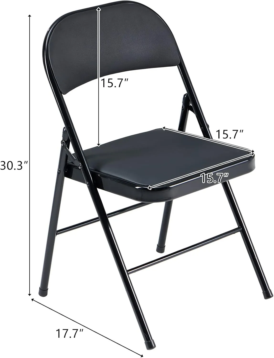 Karl home 6 Pack Black Folding Chairs with Padded Seats for Outdoor & Indoor, Portable Stackable Commercial Seat with Steel Frame for Events Office Wedding Party, 330lbs Capacity