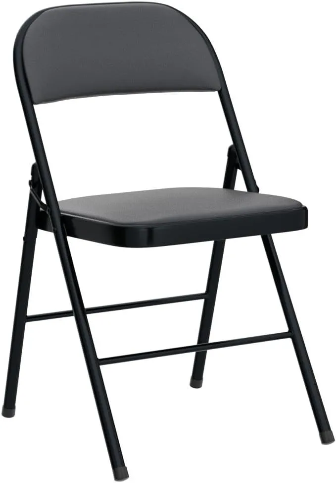 Karl home 6 Pack Black Folding Chairs with Padded Seats for Outdoor & Indoor, Portable Stackable Commercial Seat with Steel Frame for Events Office Wedding Party, 330lbs Capacity