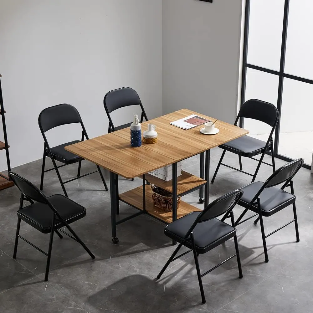 Karl home 6 Pack Black Folding Chairs with Padded Seats for Outdoor & Indoor, Portable Stackable Commercial Seat with Steel Frame for Events Office Wedding Party, 330lbs Capacity