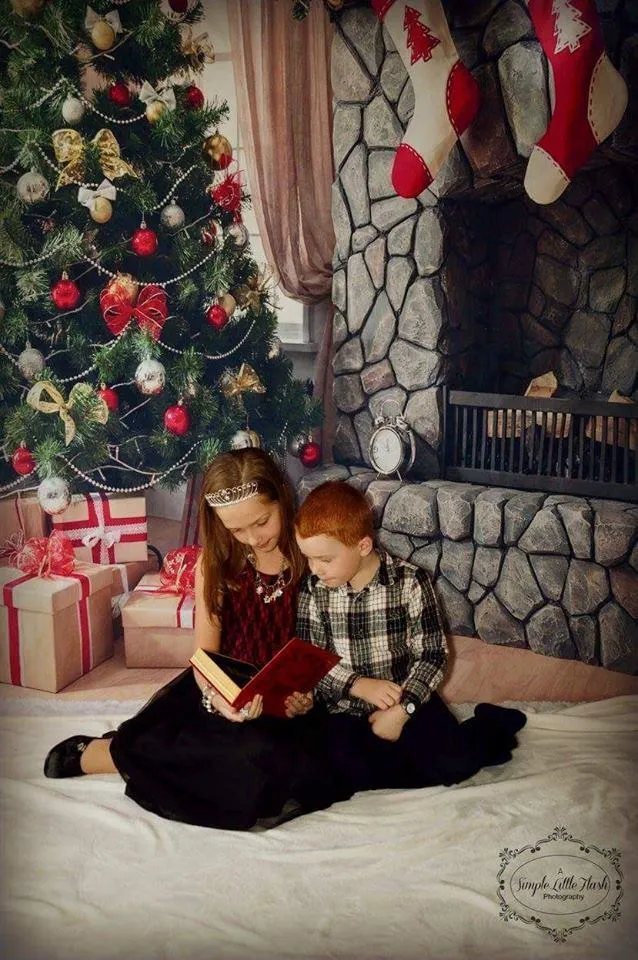 Kate Christmas Tree Backdrop Gift Stove Sock Props for Photography