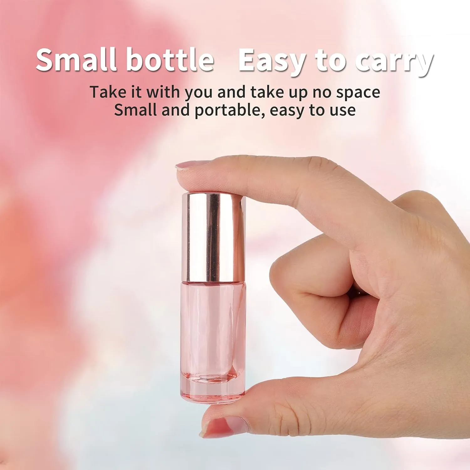 Kesell 14 Pack 5ml Roller Bottles Clear Pink Empty Refillable Glass Sample Vial with Stainless Steel Balls for Essential Oil Perfume Aromatherapy