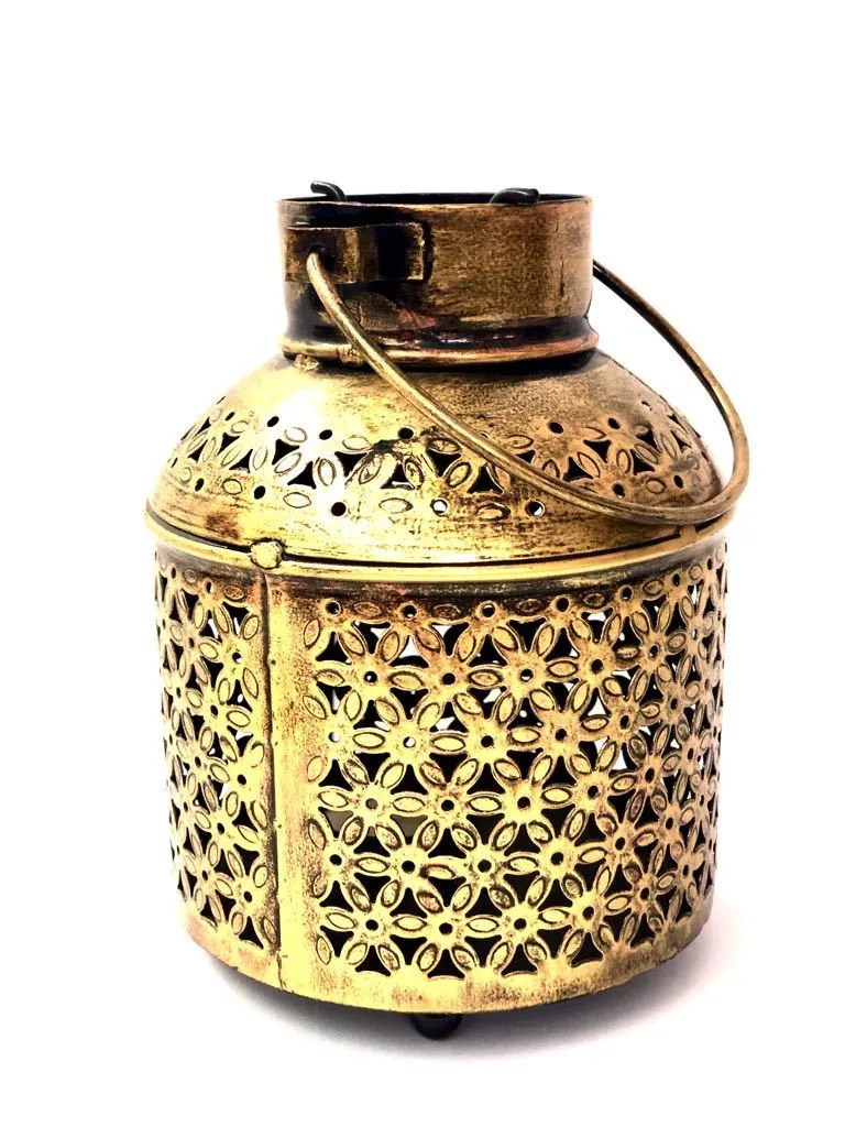 Kettle Style Tea Light Holder Hanging Metal Lantern Home Décor Tamrapatra