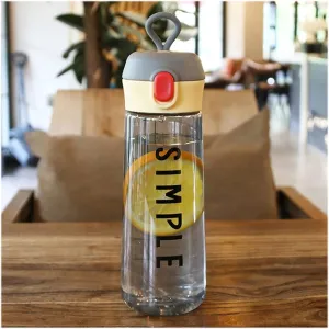 kettles 16.9 oz Simple Plastic Water Bottle with Spring-Loaded Dust Cap,Reusable Sports bottles for Women Men Kids,Clear,Medium canteen(A)