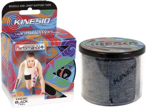 Kinesio Tex Performance   - Therapeutic Knee and Shoulder Medical Tape - Black w/Logo - 2in x 16.4 ft Roll