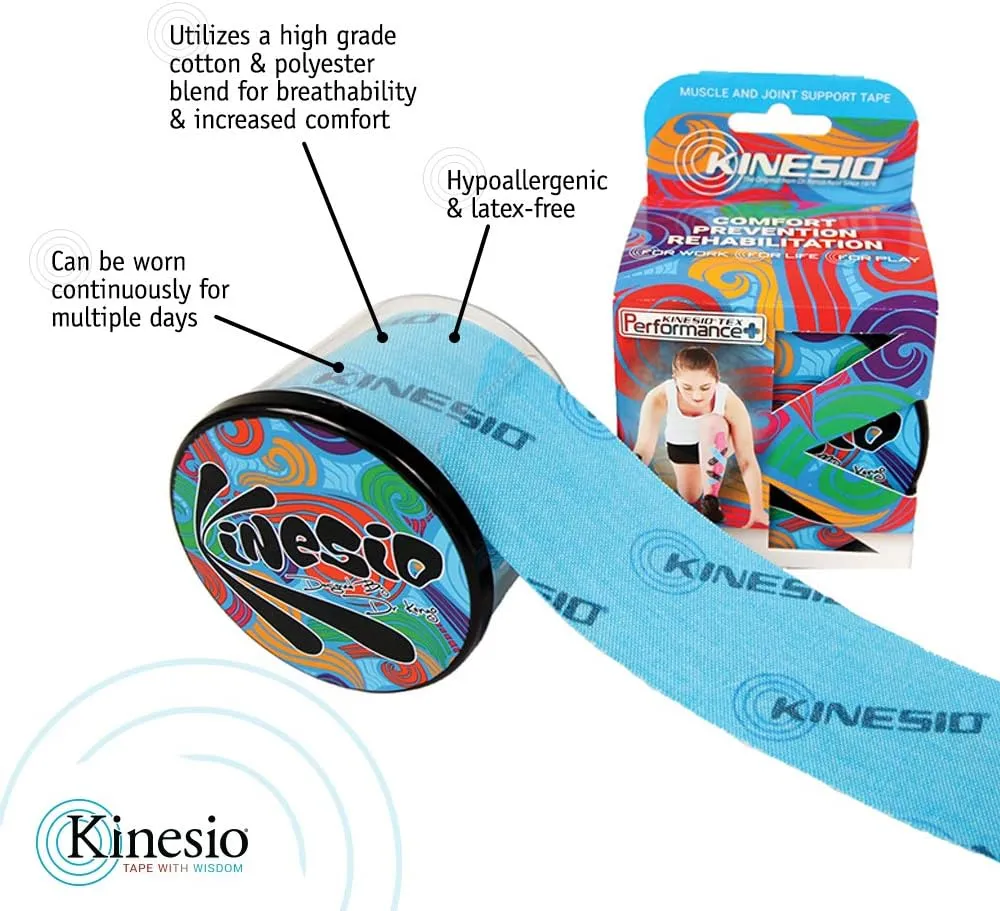 Kinesio Tex Performance   - Therapeutic Knee and Shoulder Medical Tape - Black w/Logo - 2in x 16.4 ft Roll