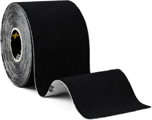 Kinesiology Sports Tape - 5m Roll - Physio & Sports Injury Muscle Tape for Shoulder, Knee, Ankle Shin Splints Support. Waterproof & Hyopallergenic Kinetic Tape (Black)