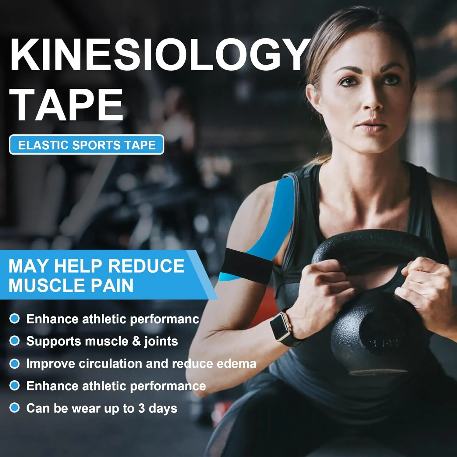 Kinesiology Tape 6 Rolls, Waterproof Kinetic Tape Muscle Tape for Injured Muscle Recovery & Joints Support, 2 Inch x 16.4 Feet Roll (Multicolour)