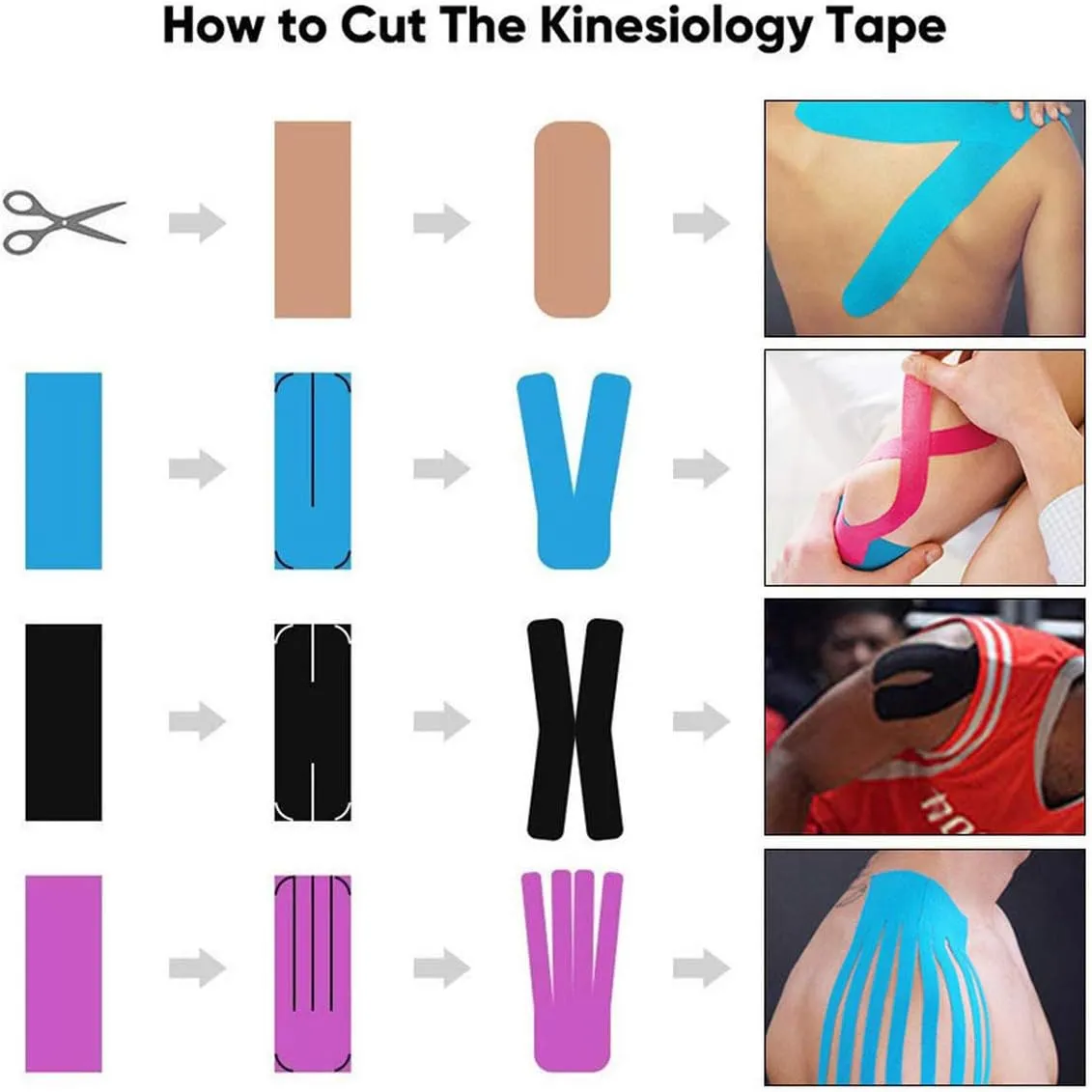Kinesiology Tape Extra Wide 2 inch 4 inch x 16.4 feet Roll Waterproof Latex Free Athletic for Pain Relief, Muscle Support, Recovery