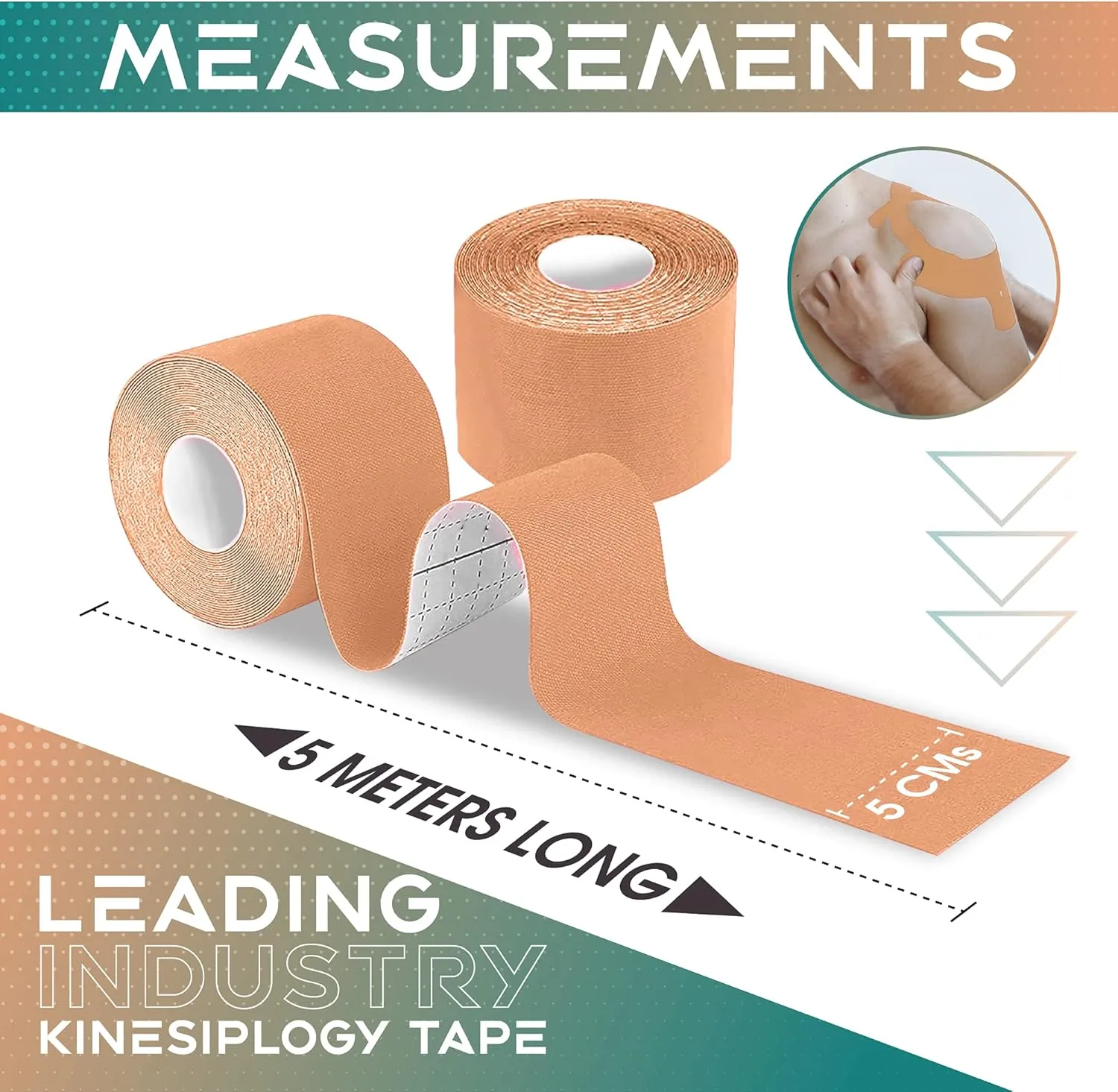 Kinesiology Tape Sensitive Skin - 16ft Uncut K Tape Roll | Sports Tape Athletic Tape for Injuries | Kinesio Tape Waterproof - Latex Free Kinetic Tape for Knees, Joints, face & Muscles