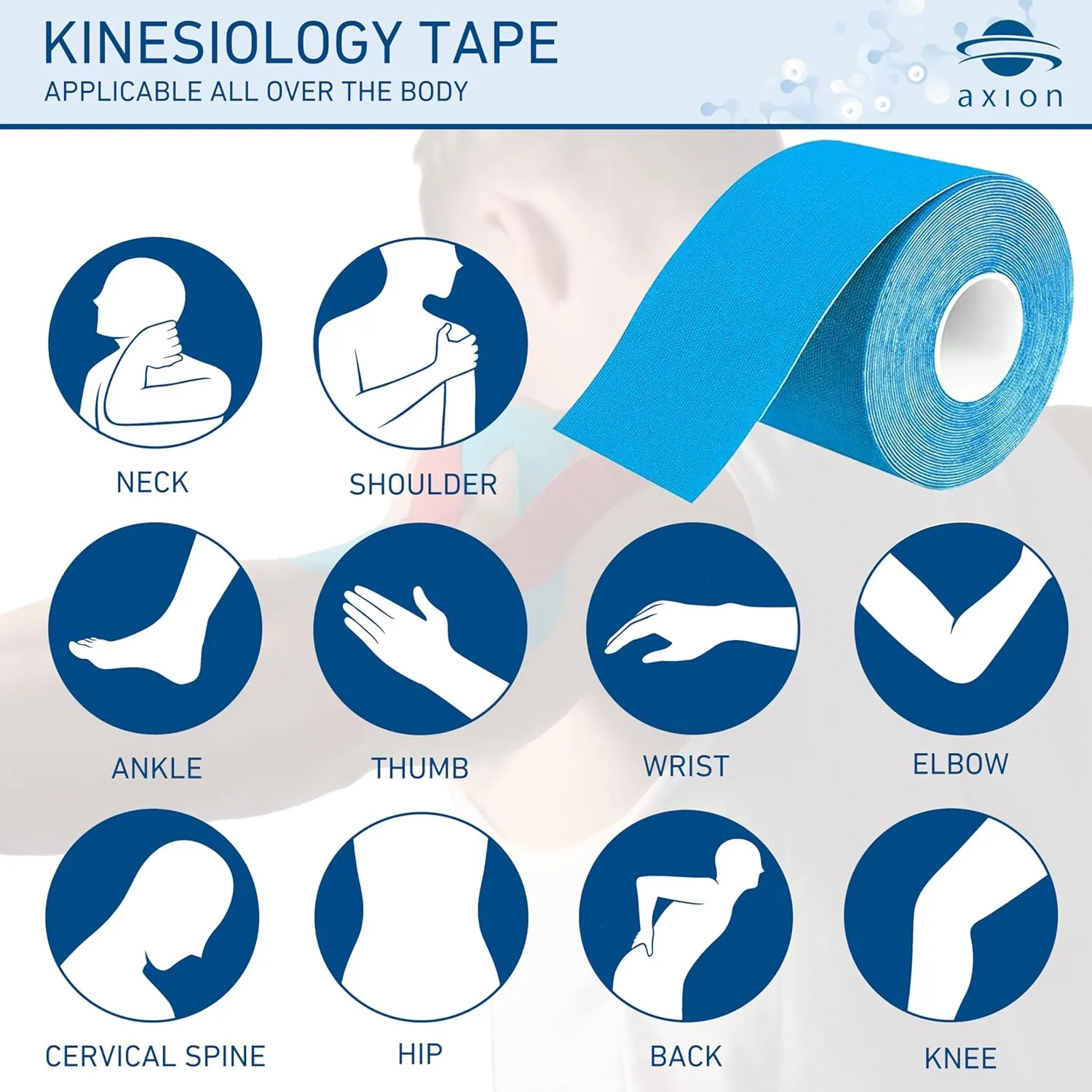 Kinesiology Tape Uncut Mix Set | 6 Multicolored Rolls of Athletic Sports Tape | 16ft Length and 2'' Width | Waterproof • Skin-Friendly • Elastic | Ideal for Sports | axion