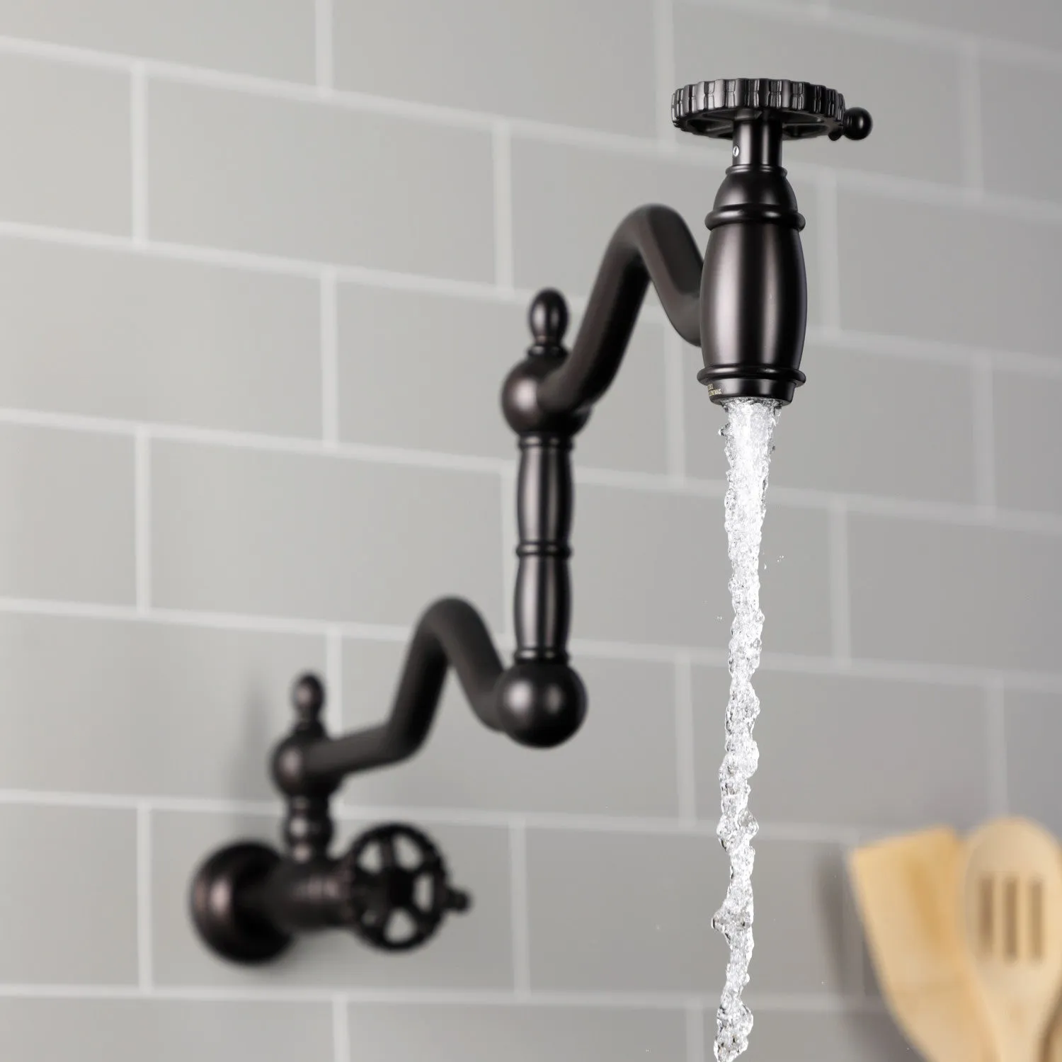 Kingston Brass KS2105CG Fuller Wall Mount Pot Filler Faucet, Oil Rubbed Bronze