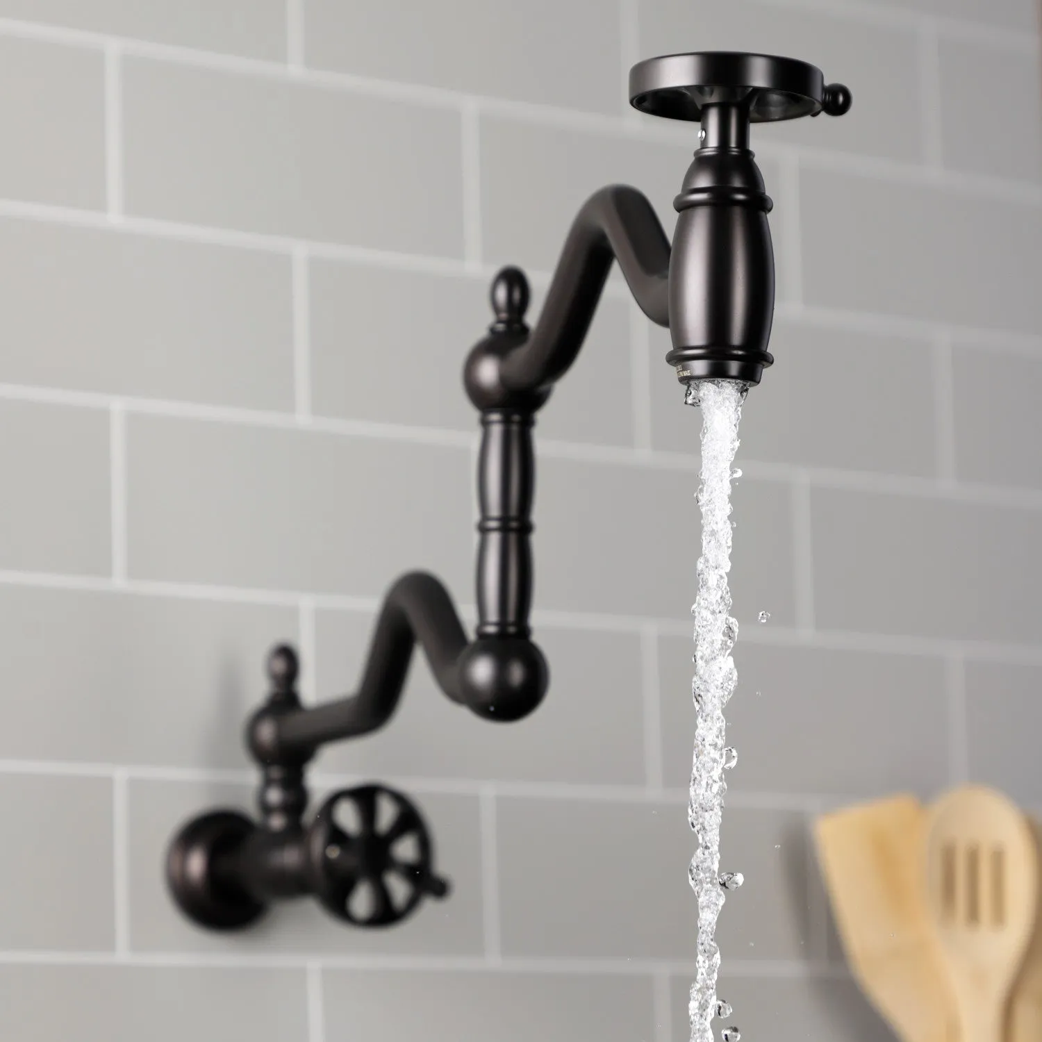 Kingston Brass KS2105RX Belknap Wall Mount Pot Filler Faucet, Oil Rubbed Bronze