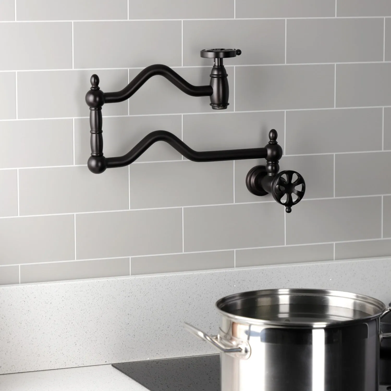 Kingston Brass KS2105RX Belknap Wall Mount Pot Filler Faucet, Oil Rubbed Bronze