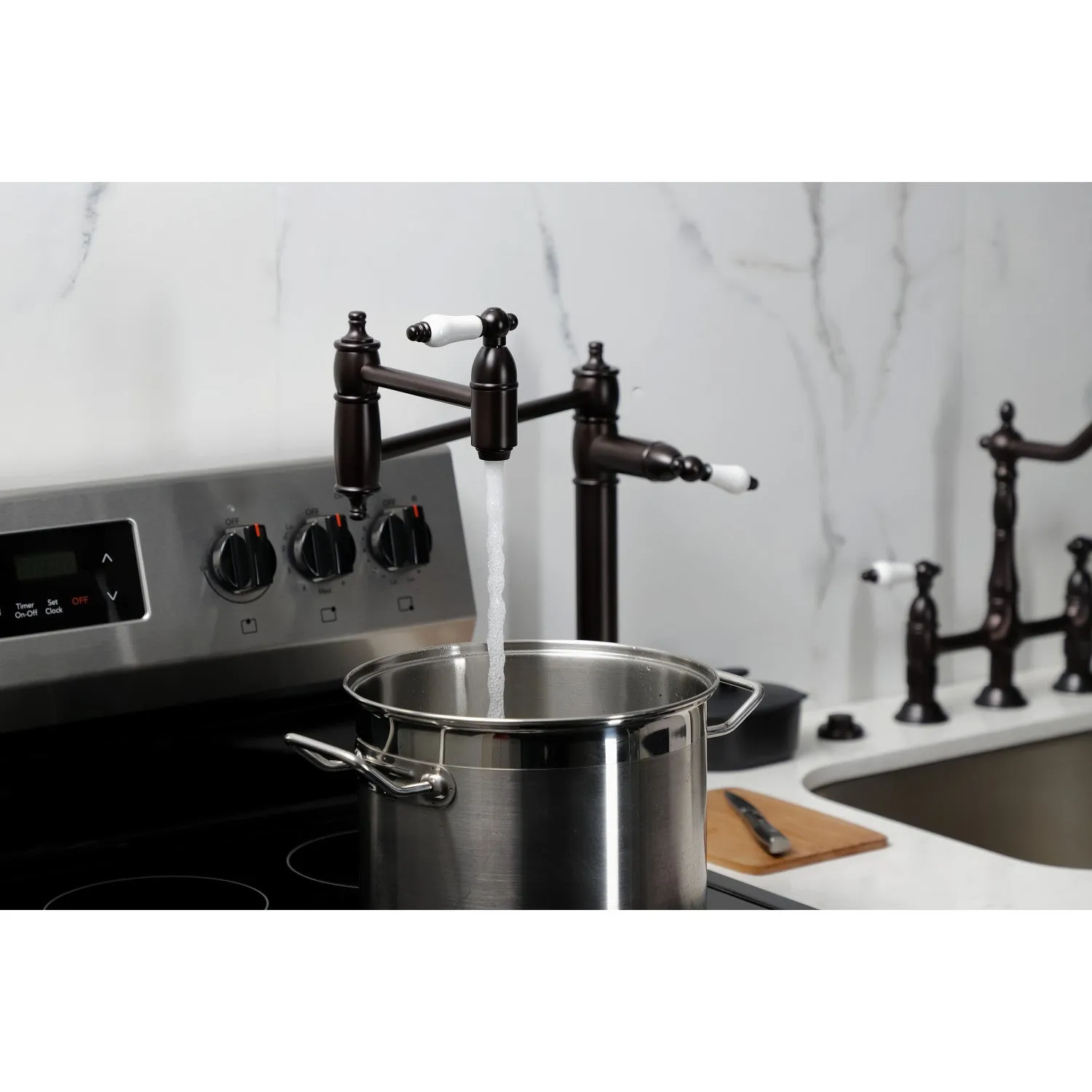 Kingston Brass KS3705PL Restoration Deck Mount Pot Filler Faucet, Oil Rubbed Bronze