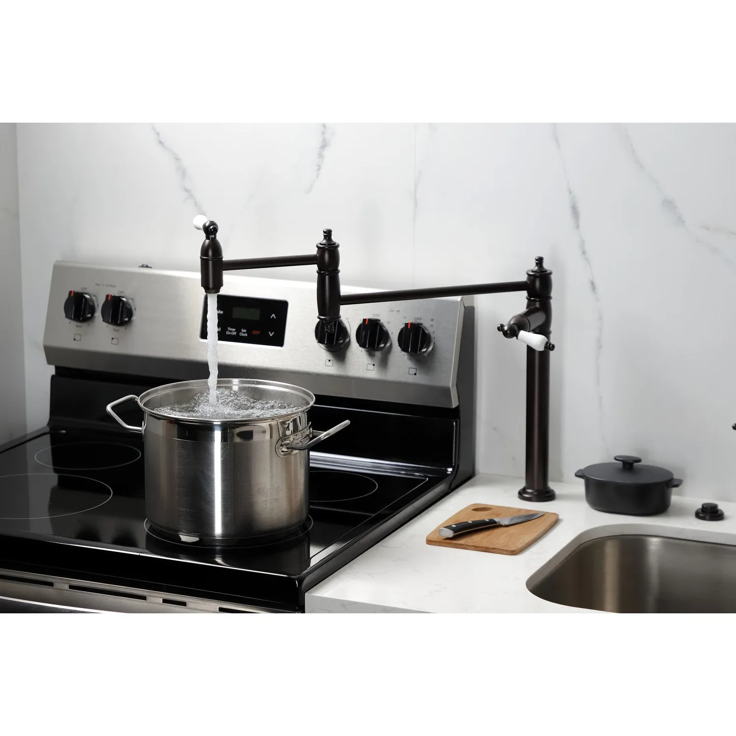 Kingston Brass KS3705PL Restoration Deck Mount Pot Filler Faucet, Oil Rubbed Bronze
