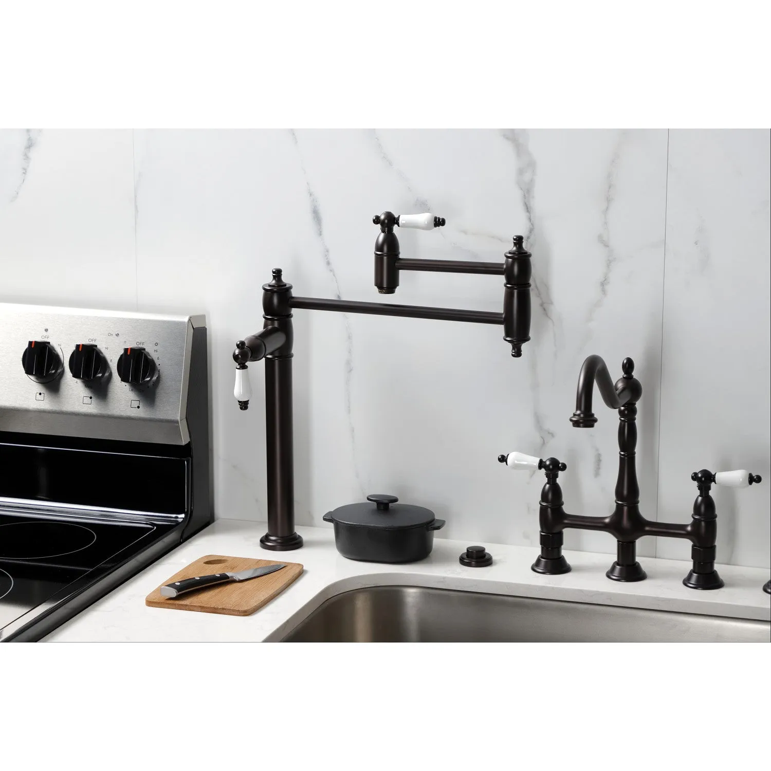 Kingston Brass KS3705PL Restoration Deck Mount Pot Filler Faucet, Oil Rubbed Bronze
