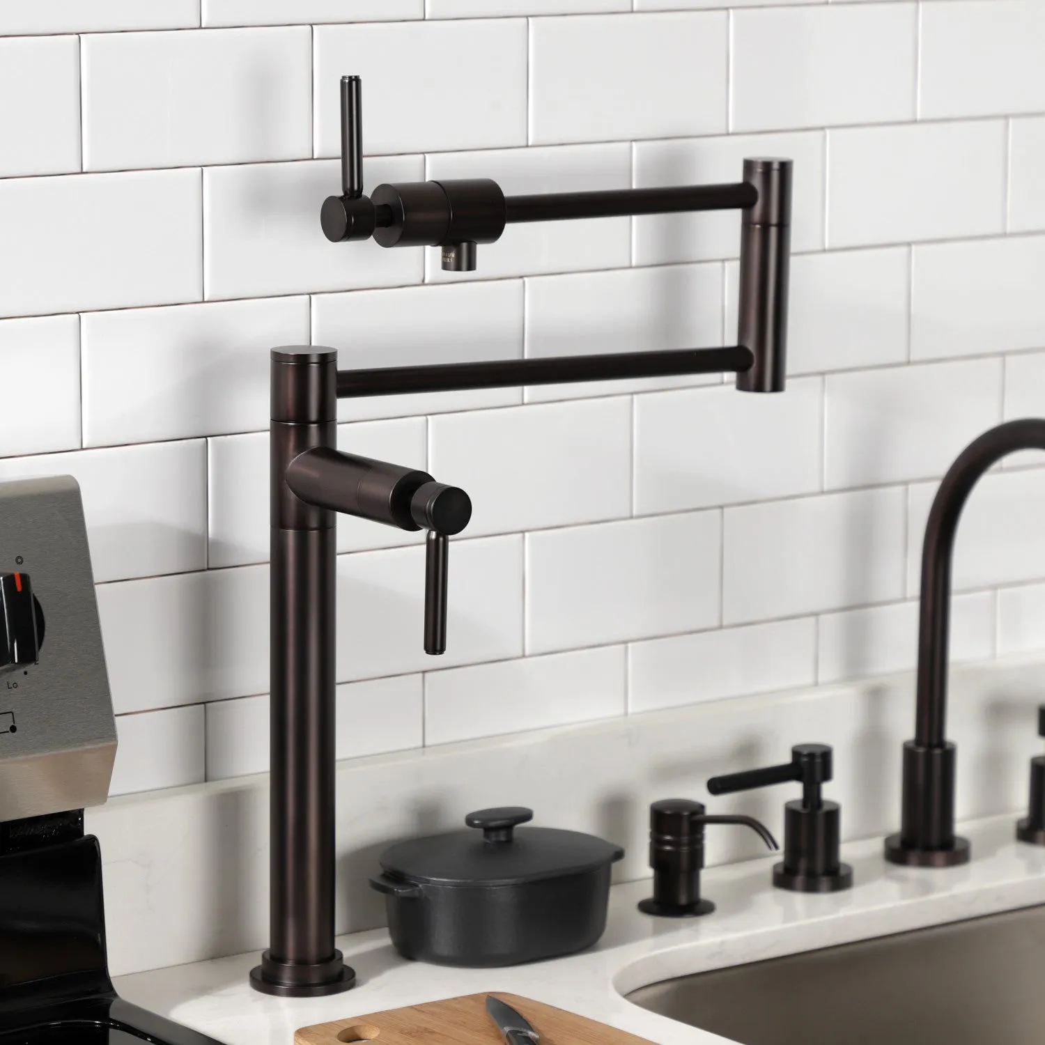 Kingston Brass KS4705DL Concord Deck Mount Pot Filler Faucet, Oil Rubbed Bronze