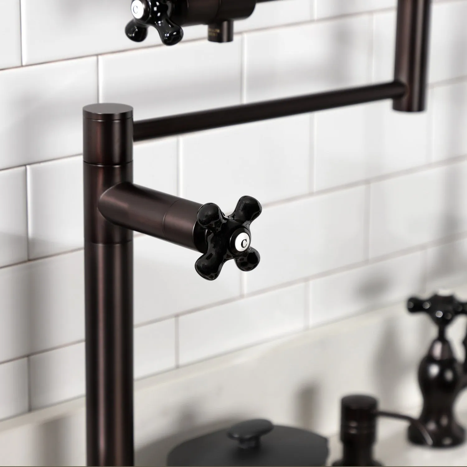 Kingston Brass KS4705PKX Duchess Deck Mount Pot Filler Faucet, Oil Rubbed Bronze