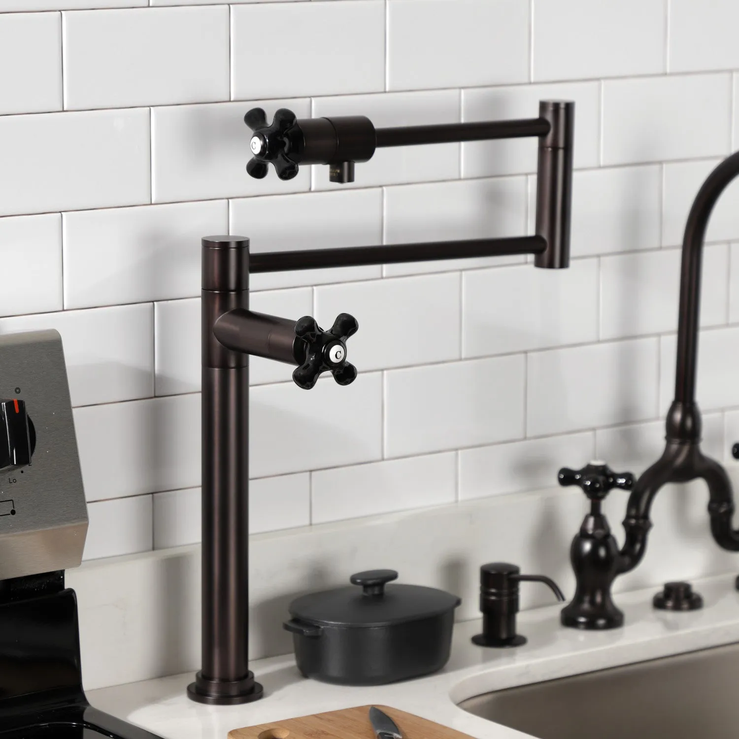 Kingston Brass KS4705PKX Duchess Deck Mount Pot Filler Faucet, Oil Rubbed Bronze