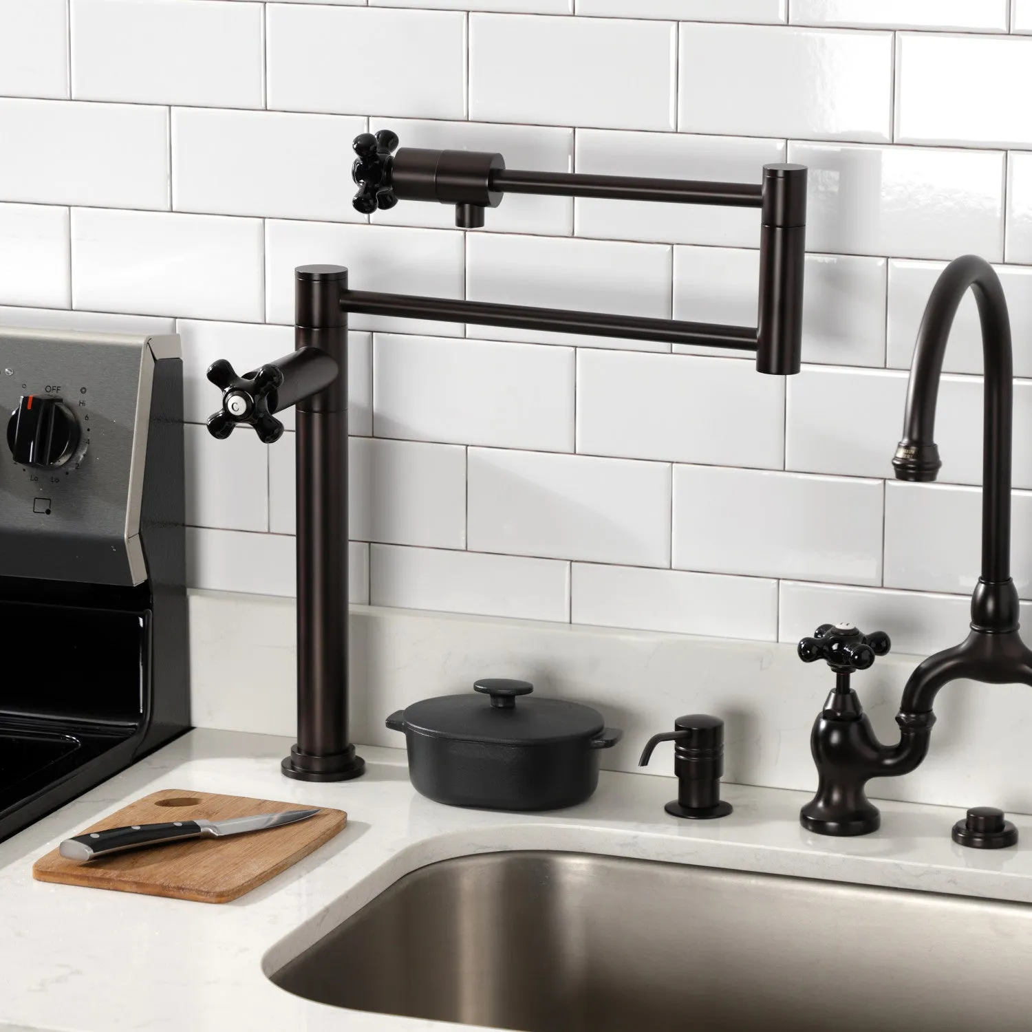 Kingston Brass KS4705PKX Duchess Deck Mount Pot Filler Faucet, Oil Rubbed Bronze