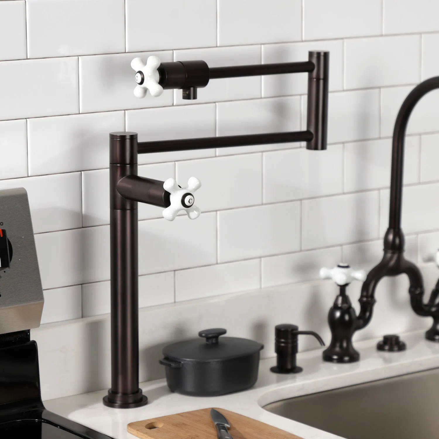 Kingston Brass KS4705PX Metropolitan Deck Mount Pot Filler Faucet, Oil Rubbed Bronze