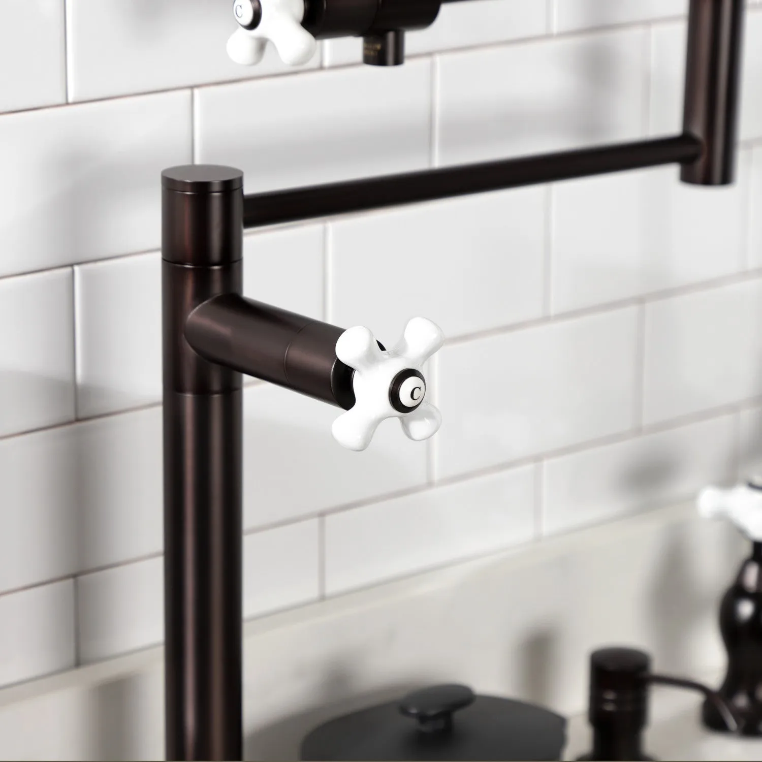 Kingston Brass KS4705PX Metropolitan Deck Mount Pot Filler Faucet, Oil Rubbed Bronze
