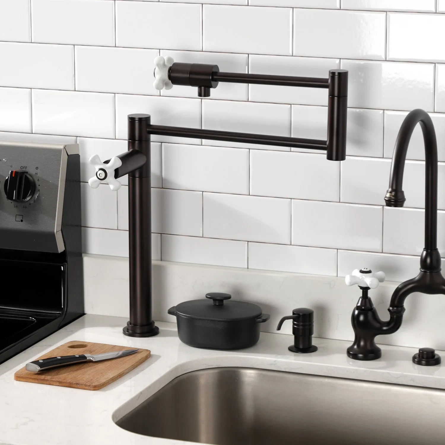 Kingston Brass KS4705PX Metropolitan Deck Mount Pot Filler Faucet, Oil Rubbed Bronze