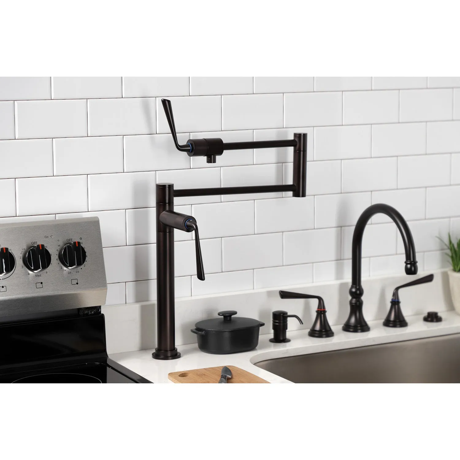 Kingston Brass KS4705ZL Silver Sage Deck Mount Pot Filler Faucet, Oil Rubbed Bronze