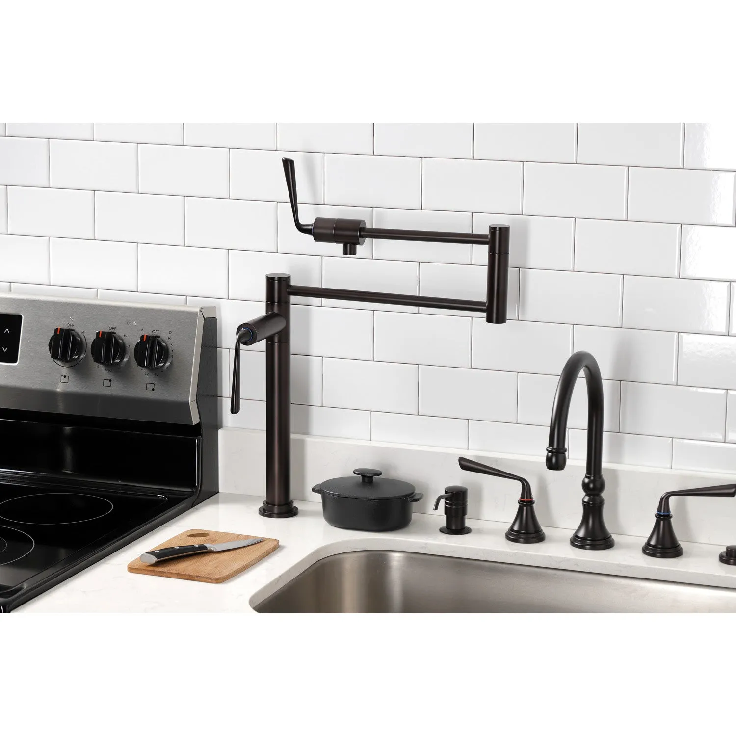 Kingston Brass KS4705ZL Silver Sage Deck Mount Pot Filler Faucet, Oil Rubbed Bronze