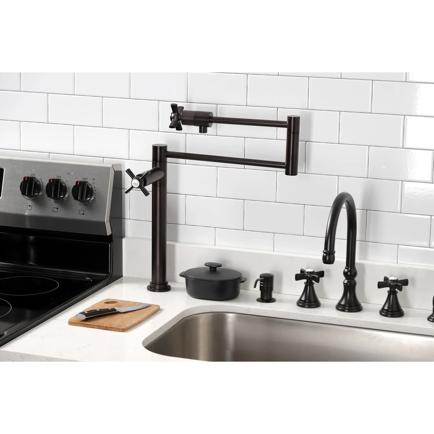 Kingston Brass KS4705ZX Millennium Deck Mount Pot Filler Faucet, Oil Rubbed Bronze
