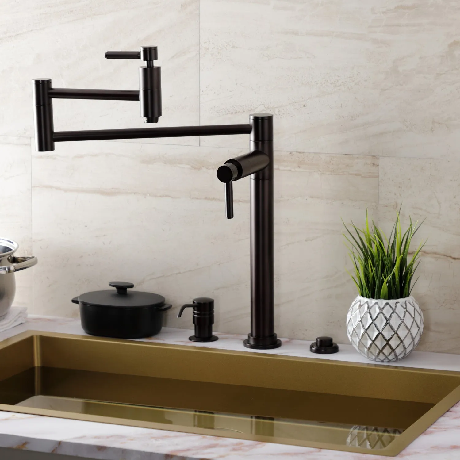 Kingston Brass KS8705DL Concord Deck Mount Pot Filler Faucet, Oil Rubbed Bronze