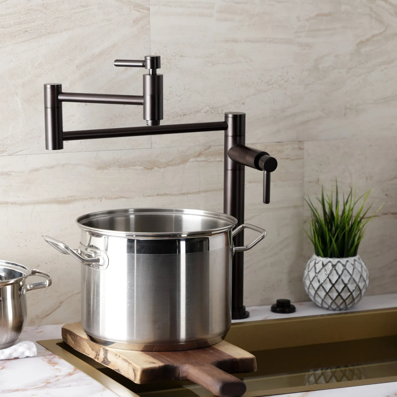 Kingston Brass KS8705DL Concord Deck Mount Pot Filler Faucet, Oil Rubbed Bronze