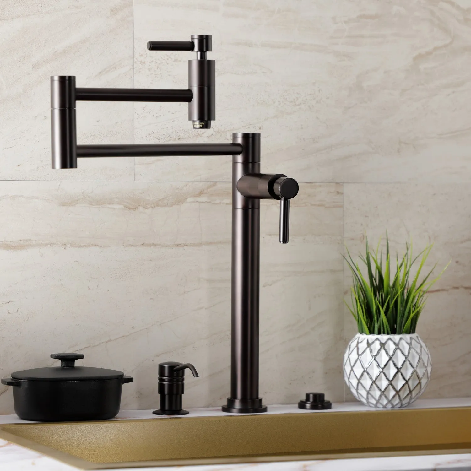 Kingston Brass KS8705DL Concord Deck Mount Pot Filler Faucet, Oil Rubbed Bronze