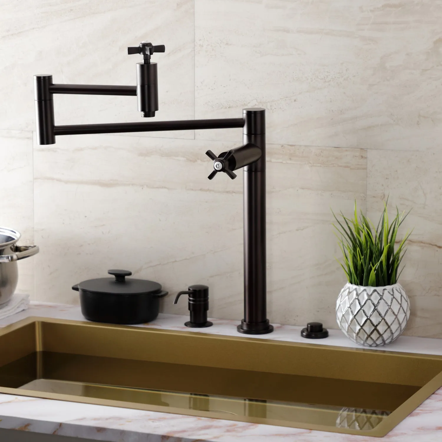 Kingston Brass KS8705ZX Millennium Deck Mount Pot Filler Faucet, Oil Rubbed Bronze