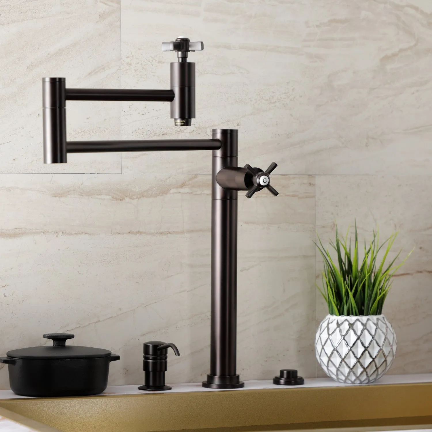 Kingston Brass KS8705ZX Millennium Deck Mount Pot Filler Faucet, Oil Rubbed Bronze