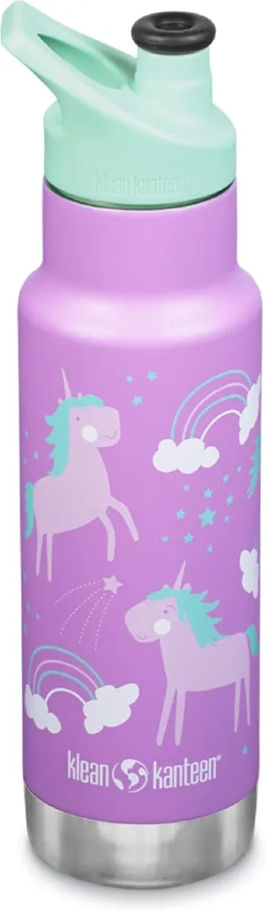 Klean Kanteen Vac Kid Classic Narrow 12oz Stainless Steel (w/Sport Cap) Unicorns