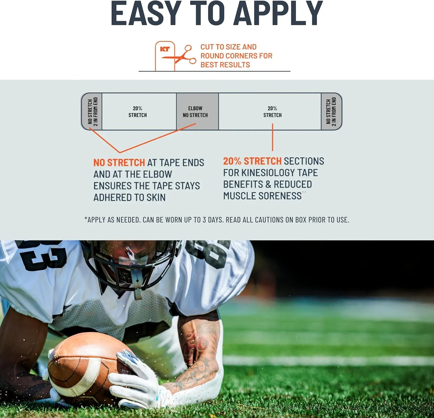 KT Turf Tape – Premium Synthetic Tape 30 ft. Turf Burn Protection, Pain Relief, and Muscle Support – Extra-Wide 4 in. x 30 ft. Roll, Flexible and Long-Lasting Adhesive, Ideal for Football and Athletes