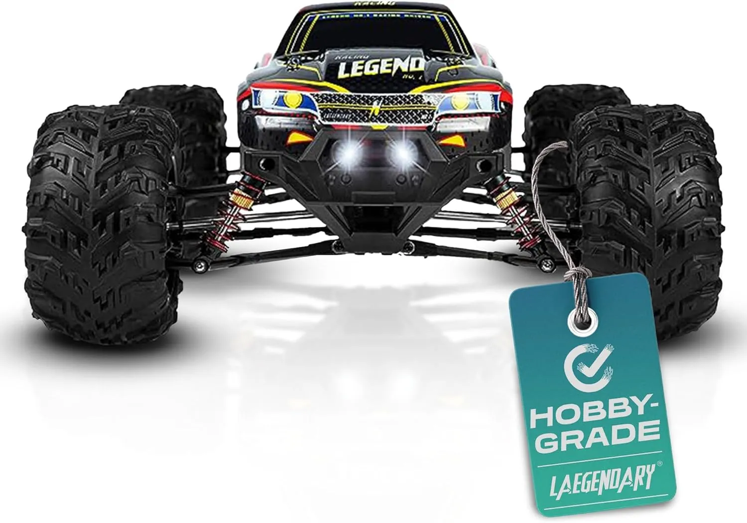 LAEGENDARY Remote Control Car, Hobby Grade RC Car 1:10 Scale Brushed Motor with Two Batteries, 4x4 Off-Road Waterproof RC Truck, Fast RC Cars for Adults, RC Cars, Remote Control Truck